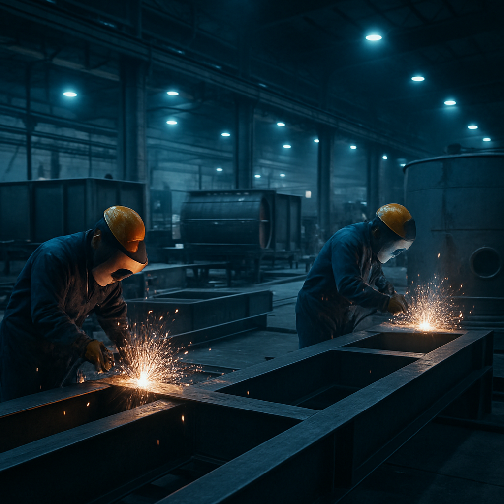 Maestranza fabricando estructuras metálicas con soldadura industrial